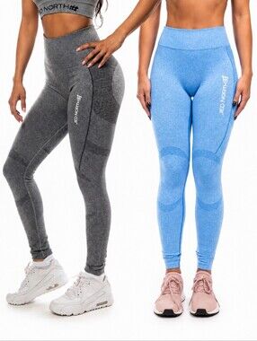 Jed North Workout Leggings Bundle (2) Blue & Grey Size Small